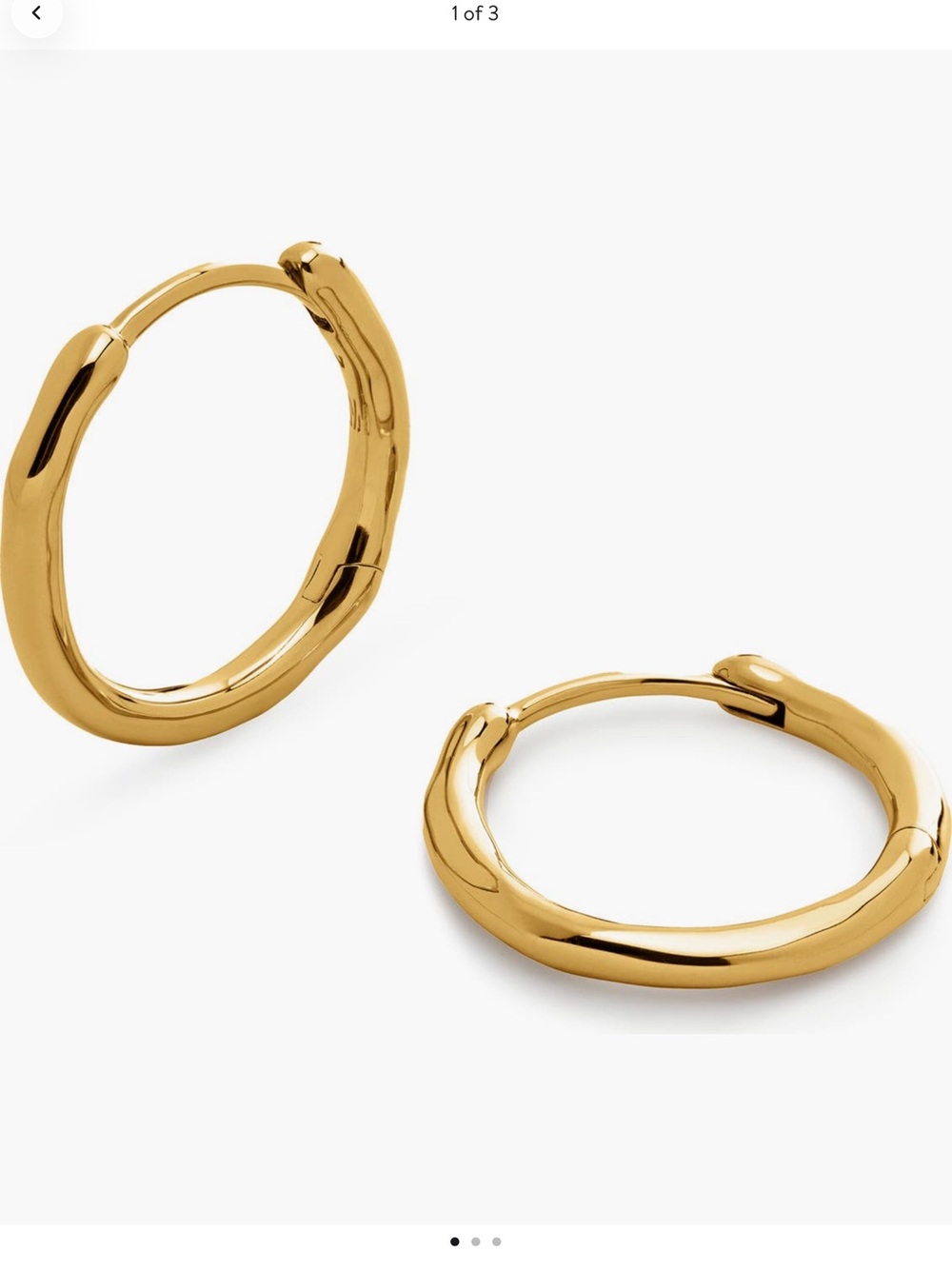 NWT Monica Vinader Gold Siren Small Hoop Earrings + Box & Pouch